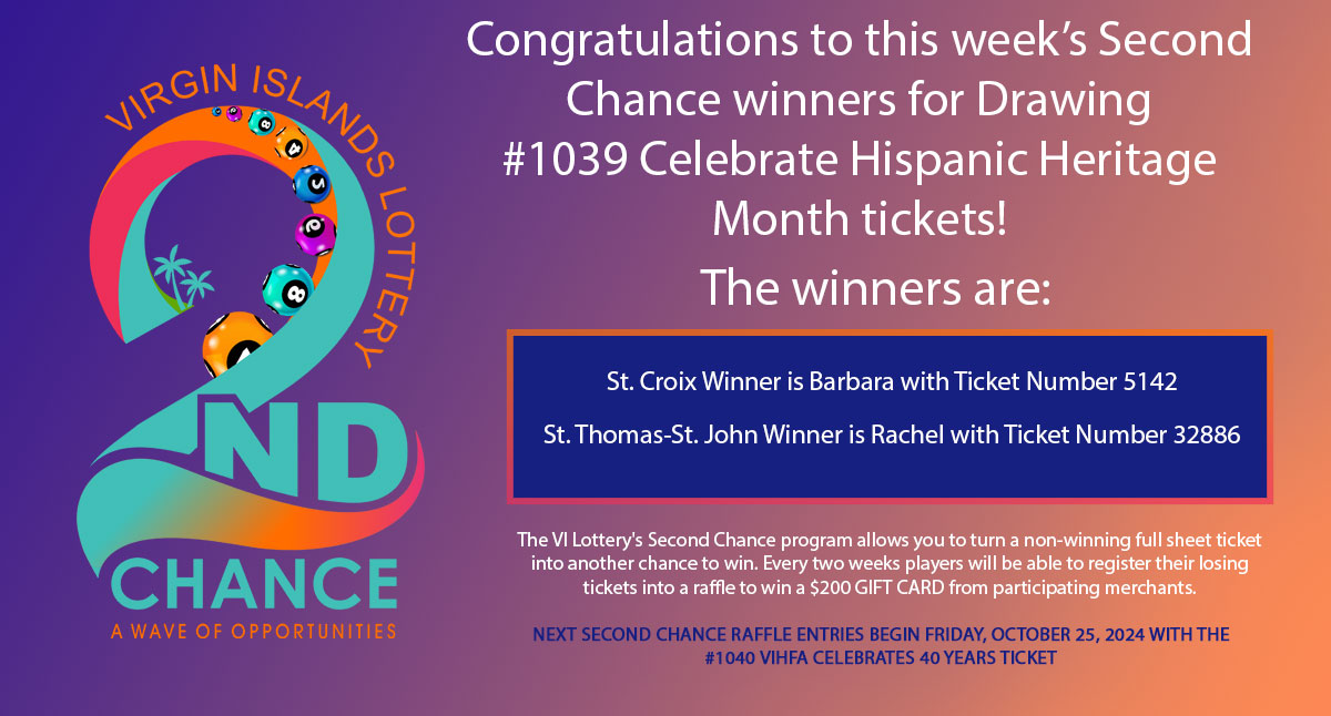 Congratulations to this week’s Second Chance winners for #1039 Celebrate Hispanic Heritage Month Ticket